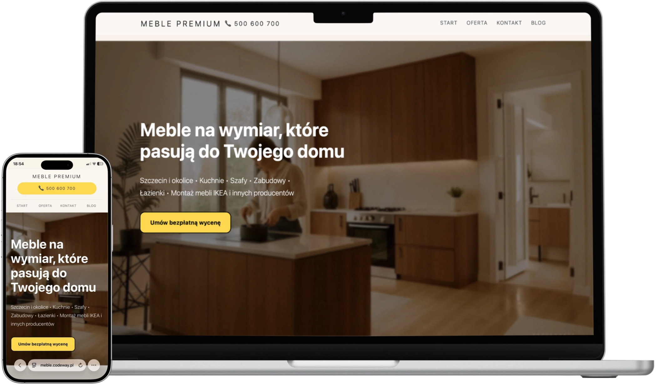 Meble Premium – strona internetowa dla firmy meblowej